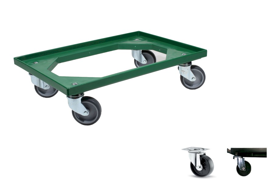 Vozík 64S-PP 4-0 KT zelený, PP kola 100 mm